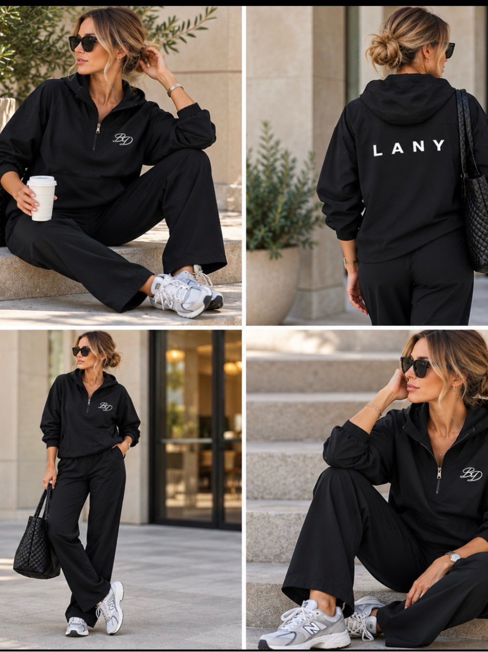 Women's Black Sz XL Quarter zip windbreaker and pants set Price firm